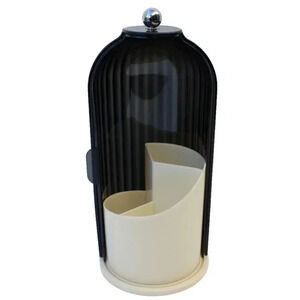 New MCM Retro Art Deco Black Rotating Makeup Organizer Carousel Vanity